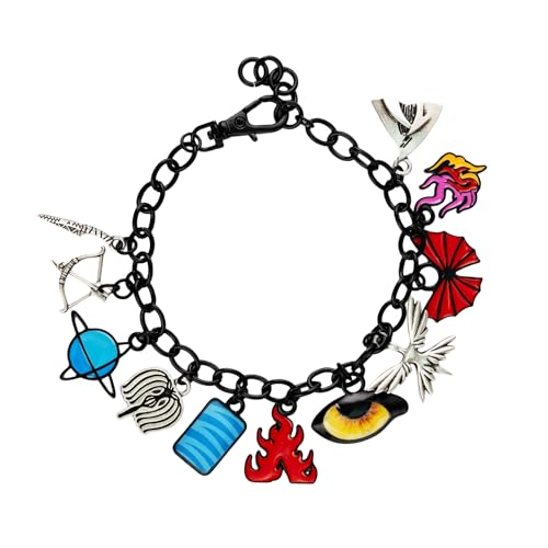LG LOUIS GARDEN Avatar Cosplay Enamel Charm Bracelet, Na'vi Anime Themed Jewelry with Multiple Charms, Black Chain, Christmas Birthday Jewelry Gift for Women Men Fans (Enamel)