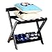 Porte-Bagages pliants Multifonctions Étagère de Valise Noire Professionnelle d'hôtel avec Porte-Chaussures, Bagage en Bois à 2 Couches ménage Simple ménage Support de Rangement Pratique, gai
