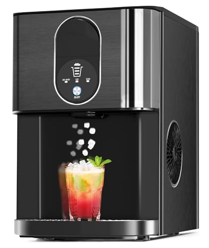 Cowsar Nugget Ice Makers Countertop, Soft Chewable Pellet Ice Machine with 44lbs/Day, Self-Cleaning, Water Reservoir, One-Click Operation Crushed Ice Makers for Home/Kitchen/Office, Black Stainless