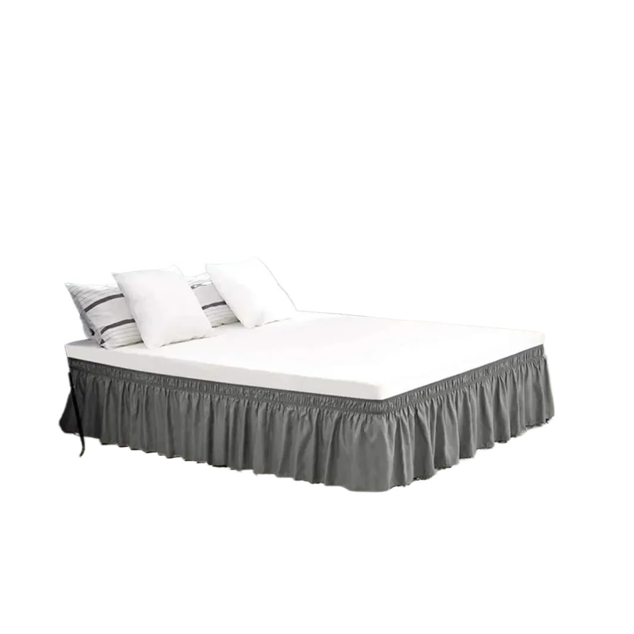 Vestiletto, Mantovana Giroletto Matrimoniale Gonna da Letto con Volant Elastici, Morbida e Confortevole, Avvolgente, Resistente allo sbiadimento, Senza Superficie(White,Twin 190.5x99x40cm)