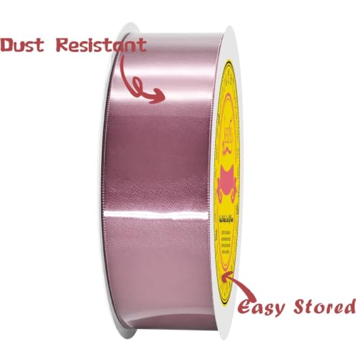 Image of Double Face Rose Mauve Satin Ribbon 1-1 /2 inch X 50 Yards Polyester Rose Mauve Ribbon for Gift Wrapping Very Suitable for Weddings Party Hair Bow Invitation Decorations and More