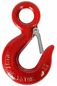 Eye Hook with Latch | Eye Hook | Crane Eye Hook | Alloy Steel Crane Hoist Hook Drop Forged Alloy Steel Swivel Eye Hook, Working Load Limit (3 Ton)