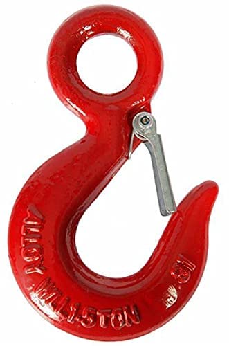 Eye Hook with Latch | Eye Hook | Crane Eye Hook | Alloy Steel Crane Hoist Hook Drop Forged Alloy Steel Swivel Eye Hook, Working Load Limit (1 Ton)