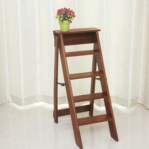 Taburete de madera escalera plegable y convertible en silla multiusos de biblioteca 6