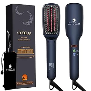 Ionic Hair Straightener Brush, CNXUS MCH Ceramic Heating + LED Display + Adjustable Temperatures + Anti Scald Hair…