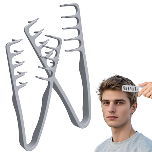 IWIDYA 2 Unità Pettine volumizzante capelli – Pettine a Denti Larghi per Volume e Smoderatura Delicata, per Tutti i Tipi di Capelli,Uso Professionale e Quotidiano, Leggero e Compatto(grigio)