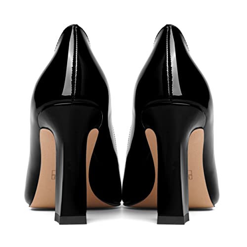 SHOWFOREST Womens Sexy Wedding Pointed Toe Slip On Patent Spool High Heel Pumps Shoes 3.3 Inch4