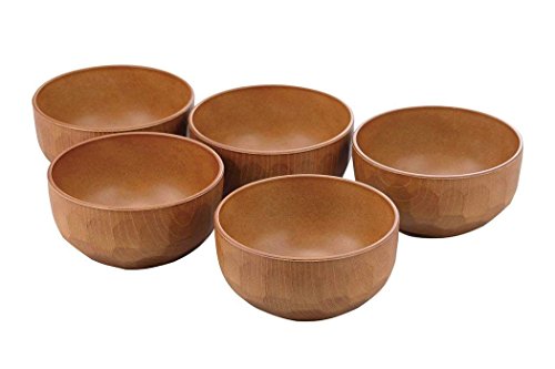KAKUSEE Juego de 5 Cuencos de Madera Japonesa Marrón como Cuencos para arroz, Sopa, etc. 486460