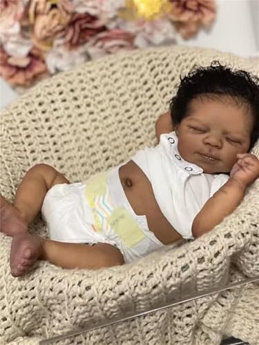 Muñeco Reborn Niño Negro 18 Pulgadas Cuerpo Suave miniatura 2