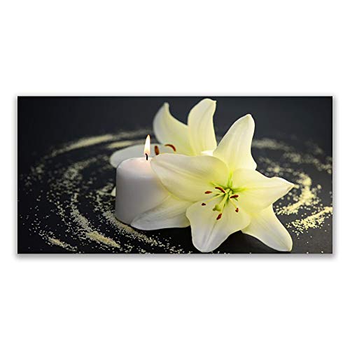 Tableau déco mural moderne fleur floral acrylique 140x70cm pour mur vide - 2