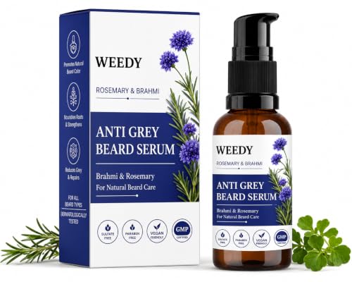 Image of Weedy Anti Grey Beard Serum for Men with Brahmi & Rosemary Oil | Natural Ayurvedic, Grey Hair Control, Beard Growth, Beard Care Oil
