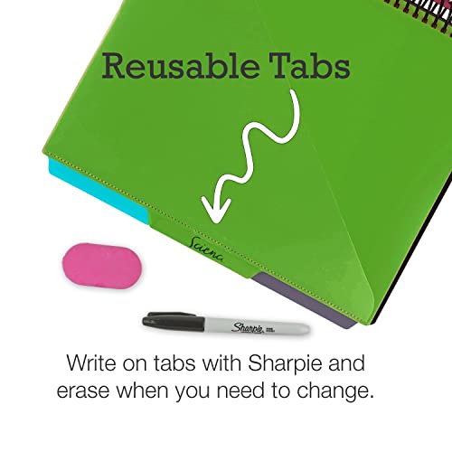 Image of Samsill 2 Pack Deluxe 24 Pocket Spiral Project Organizer with Refillable Notepad, Customizable Front Cover, 12 Dividers with Erasable Write-On Tabs in Fashion Colors, Plastic Folders with Pockets