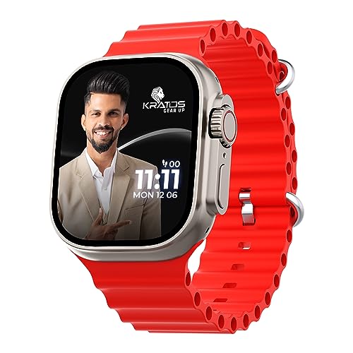 Image of Kratos SW17 Ultra+ Smartwatch with 1.96 inch Touch Display, Advanced BT Calling, Wireless Charging Smart Watch, Voice Assistant, 100+ Sports Modes, Rotating Crown, Metallic Body, IP67, Heart Rate, SpO2