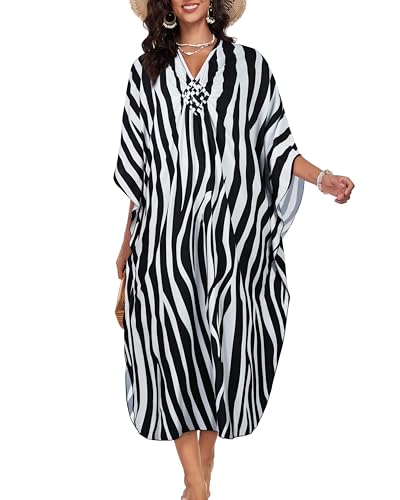 Image of Kaftan Dresses for Women V Neck Caftans Batwing Sleeve Beach Cover Ups | JILUVIN Plus Size Long Floral Print Dress, Loose Fit Maxi Casual Moomoo, Lounge House Mumu Nightgown Summer Vocation 2026