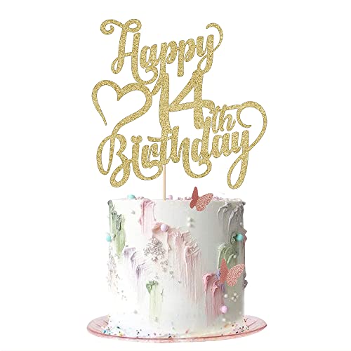 AROKIPPRY Happy 14th Birthday Cake Topper - 14th Birthday Cake Decoration
