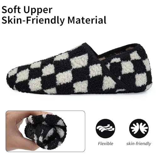 Image of WateLves Womens & Mens Lightweight Cozy Faux Furry House Slippers - Rubber Sole Slip On Sock Shoes - Foldable Travel Slippers - Indoor & Outdoor