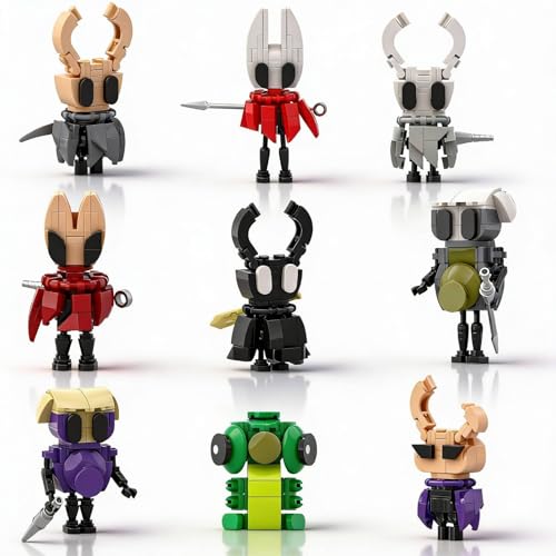 Aliuera 9 Pcs Knight and Hornet Building Merch Action Figures 3.7 Inch Tall, The Game Silksong Home Decor People Figurines, Silk Song Moon Office/Gaming Desk Display Shelf Cartoon Minifigures