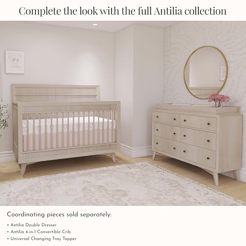 Image of evolur Full-Size Bed Conversion Rails, Designed & Tested for evolur Cribs, Durable Hardwood Build with Secure Mattress Slats, Easy Assembly - Sand Castle Oak