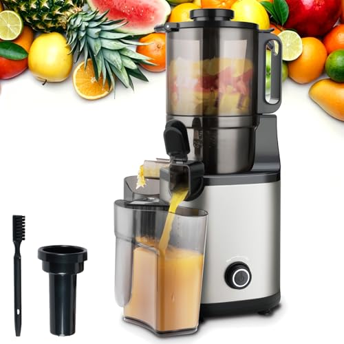 Extractor de Jugo en Frío 300W, Licuadora Eléctrica Centrífuga de 1,7L con Boca de Alimentación de 5,5 Pulgadas & 2 * 1000ML Vasos de Jugo, Separación Automática de Pulpa, Máquina de Jugo Eléctrica