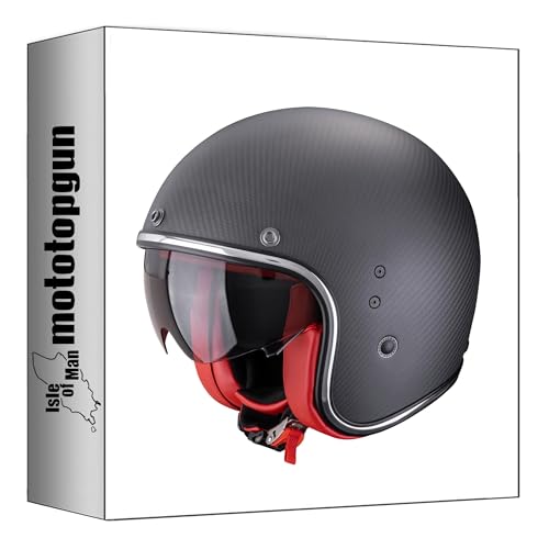 Casque jet Scorpion Belfast Evo Carbon Noir Mat Rouge Taille S pour moto