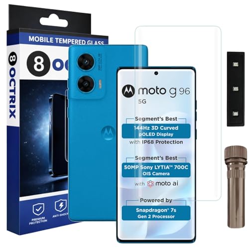 Image of Advanced UV Tempered Glass Screen Protector for Moto G96 5G | Transparent Full Screen Coverage with UV Installation Kit | Pack of 1 |