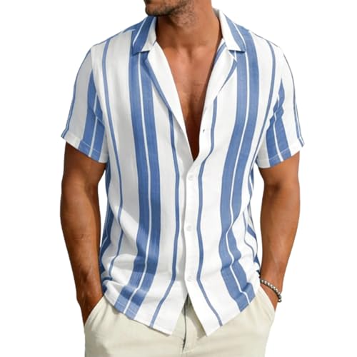 Chemise homme grande taille en coton mélangé à manches courtes du XL au 5XL