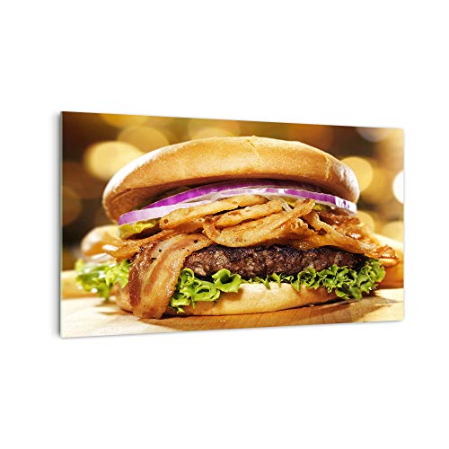 Küchenrückwand 'Leckerer Burger ' in div. Größen, Glas-Rückwand, Wandpaneele, Spritzschutz & Fliesenspiegel