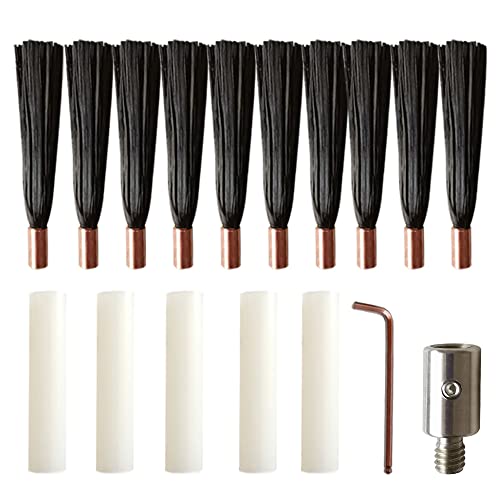 DKland M6/M8/M10 Brush Set for MIG/TIG Weld Cleaner Stainless Steel Polishing Electrolytic Processor?10pcs Brush + 1pcs Brush Head Connector (Stainless Steel, M6)