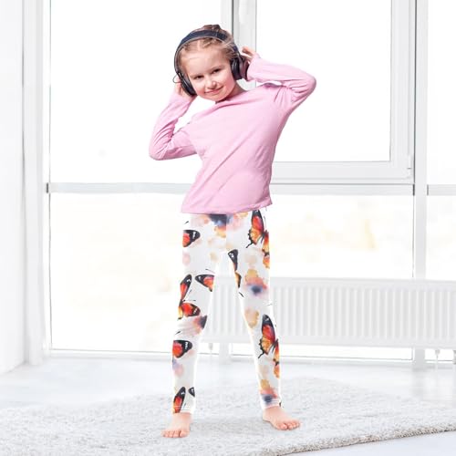 Watercolor Butterfly Tie Dye Girls Leggings Soft Stretch Workout Yoga Dance Pants for Kids Casual Tights4