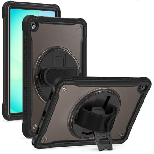 Samsung Galaxy Tab A11 8.7�C���` X130 A11 Plus X230 S11�C���` X730 2025�p 360�x��]�n���h���X�^���h�P�[�X �J�o�[ �u���b�N S11 (11�C���`) X730�p