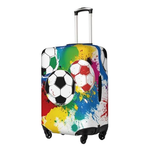 Travel Luggage Suitcase Zipper Closure Baggage Cover Fits 18-32 inch Suitcase, Anti-Scratch Luggage Case Protective Cover, Splash Ink Colorful Paint Football Soccer Ball2