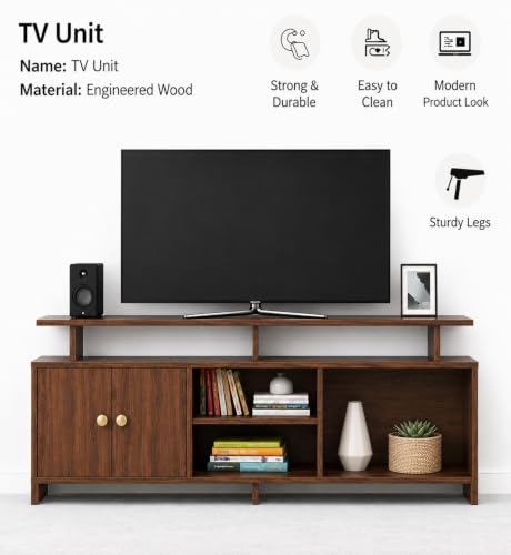 Image of Spyder Craft Marbay Engineered Wood TV Entertainment Unit Stand Setup Box /Tv Cabinet with with Adjustable Shelf, TV Console Table, Media Console Colombain (DIY-Do It by Your Self)