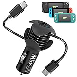 45W PD 3.0 Auto Ladegerät für Steam Deck, Auarte Schnellladung Zigarettenanzünder USB C Adapter mit 1.2M/3.9FT Lightning Kabel, Mini Kfz Ladegerät Auto Zubehör für Nintendo Switch/Lite/Phones/Laptop