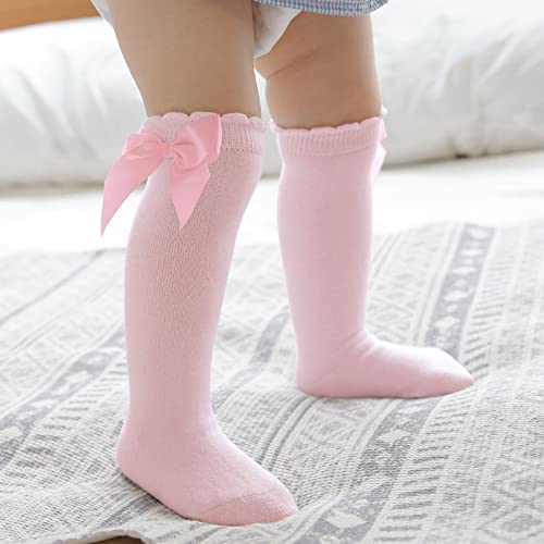 Baby Girls Bow Knee High Socks Toddler Leggings Ruffle Uniform Stockings Long Cotton Tube Socks Infant Dress Socks3