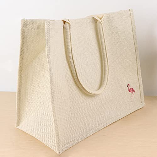 YHSW Jute-Tasche,Leinen Leinen Einfache Großraum-Tasche Handbemalt umweltfreundlicher Stoff Einkaufen wasserdichte Strandtasche (36 cm * 31 cm * 18 cm) Cover
