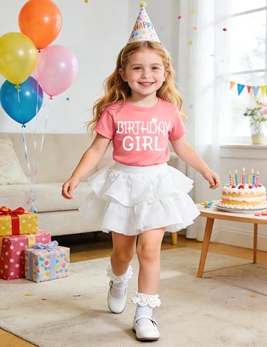 Image of Birthday Girl Shirt Toddler Baby Girls Birthday Outfit Cotton T-Shirt Size 2-10 Years