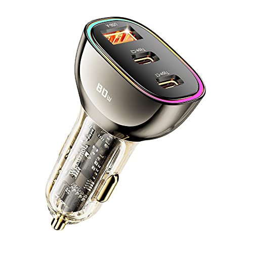 Usb C Car Charger, 80W 3 Multi Port Fast Car Charger Adapter Pd3.0 &Qc3.0 30W Fast Charging, Cigarette Lighter Usb Charger Compatible With Iphone/Samsung Galaxy S22/21/Google Pixel #TOP4