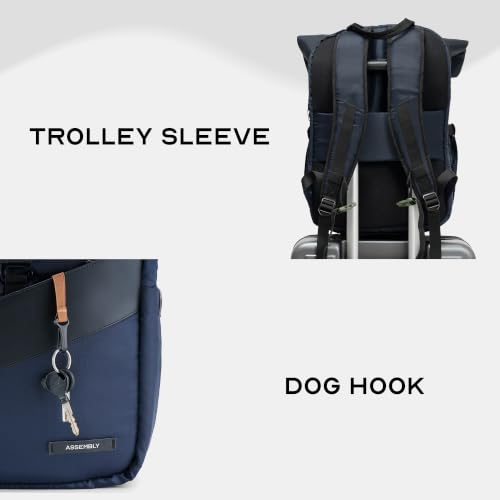 Image of Assembly Oblique Laptop Backpack for Men Women 15.6 Inch Office Travel Bag Rain Cover Dog Hook Passport Pocket