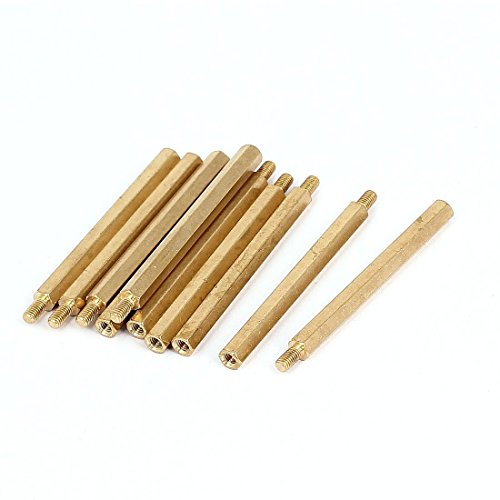 Sourcingmap M3x50mm+6mm Male to Female Thread Brass Hex Standoff Spacer 10Pcs