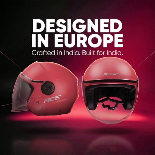Image of Xtrac Ace Open Face Light Weight Helmet for Men & Women | ISI Certified | Pink | XL