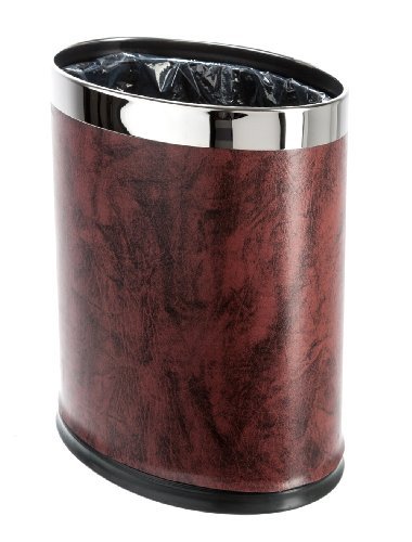 Brelso 'Invisi-Overlap' Open Top Leatherette Trash Can, Small Office Wastebasket, Modern Home Décor, Oval Shape (Burgundy) #TOP8