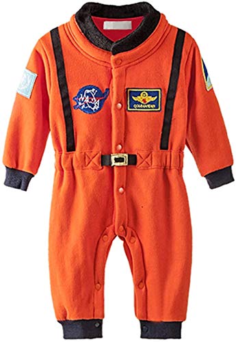 Bilo Baby Toddler Boy Orange Astronaut Fleece Costume Jumpsuit Cosplay Party Halloween Baby Boy Clothes