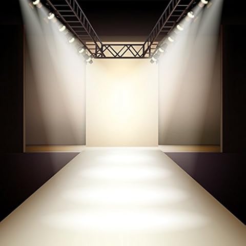 Baocicco Fashion Runway Spotlight Illuminated Backdrop 8x8ft Photography Background Lamp Sparking Silver T Stage Catwalk Fashion Show Business Clothes Collection Event Party Cover