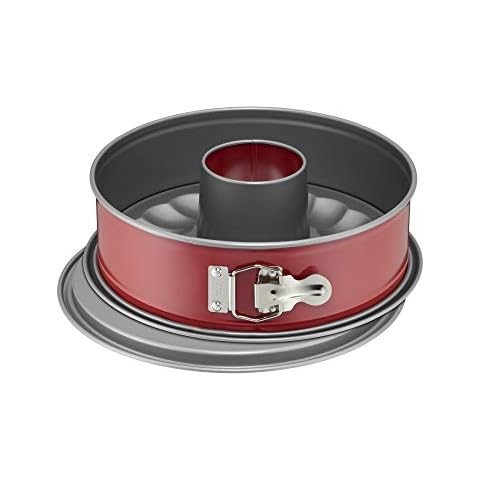 Original Kaiser Classic Plus Springform 26 cm mit Flach- und Rohrboden, 2 Böden, runde Backform, auslaufsicher, antihaftbeschichtet, rot, 26.9 x 26.9 x 10 cm Cover