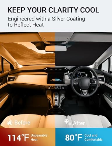 Image of Proadsy 2026 Upgrade Windshield Sun Shade Custom Fit 2017-2021 Clarity Foldable Front Sunshade Protector Sun Visor Blocks UV Rays Keep Car Cooler