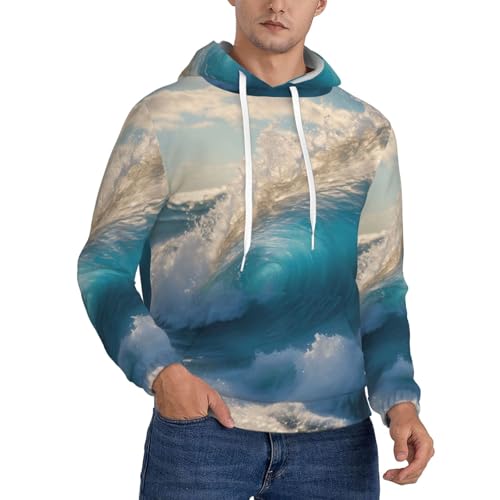 Sweat à capuche homme imprimé océan chaud léger extensible contre le froid