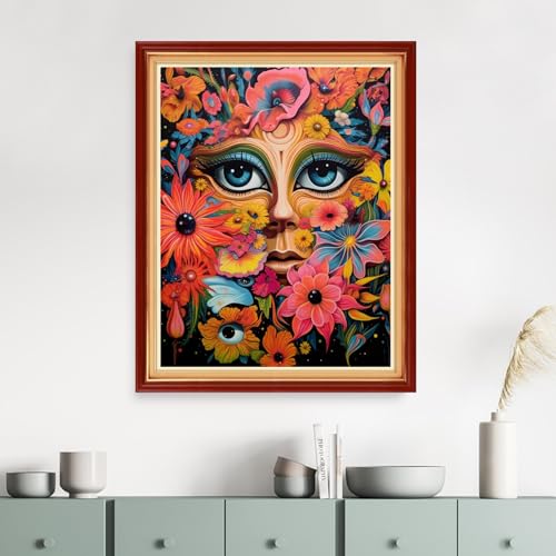 Image of DMCVIVR Stamped Cross Stitch Kits for Adults Beginners Embroidery Kits 11CT Needlepoint Kits Cross Stitch Patterns Embroidery Patterns&Flower Girl 16x20 inch