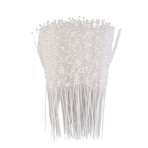 ifundom Lot de 100 tiges de Perles sur Tige en Fil de Fer pour Guirlande de Mariage, Bouquet de Perles, décoration d'intérieur, fête