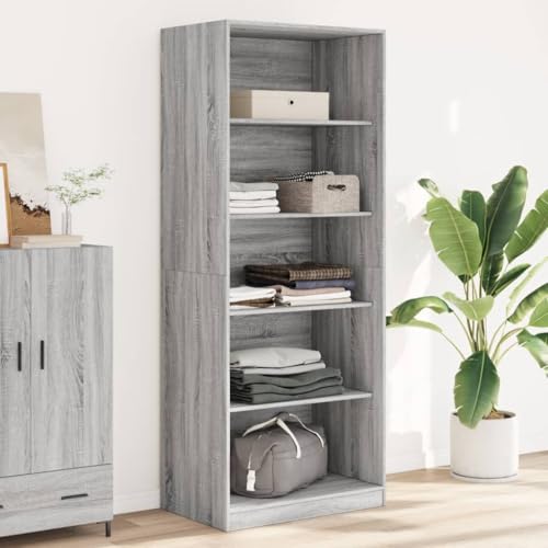 Homgoday Armario multiusos moderno con 5 compartimentos, para dormitorio, gris, 80 x 50 x 200 cm, material de madera