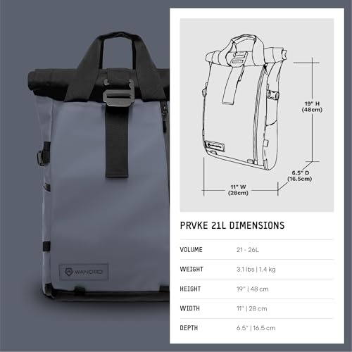 WANDRD PRVKE 21L Backpack: Weather-Resistant Travel & Camera Backpack with Laptop Sleeve, Quick Side Access, Clamshell Opening – Ideal Photography & Travel Bag (Aegean Blue)